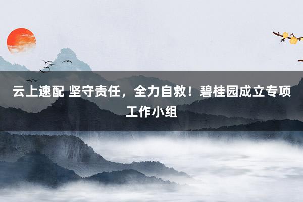 云上速配 坚守责任，全力自救！碧桂园成立专项工作小组